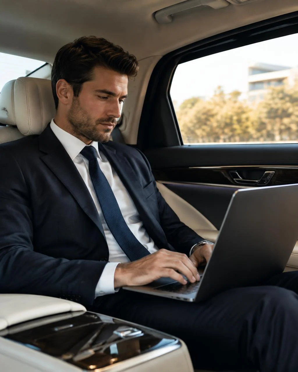 Komfortable Geschäftsfahrten in einer Limousine